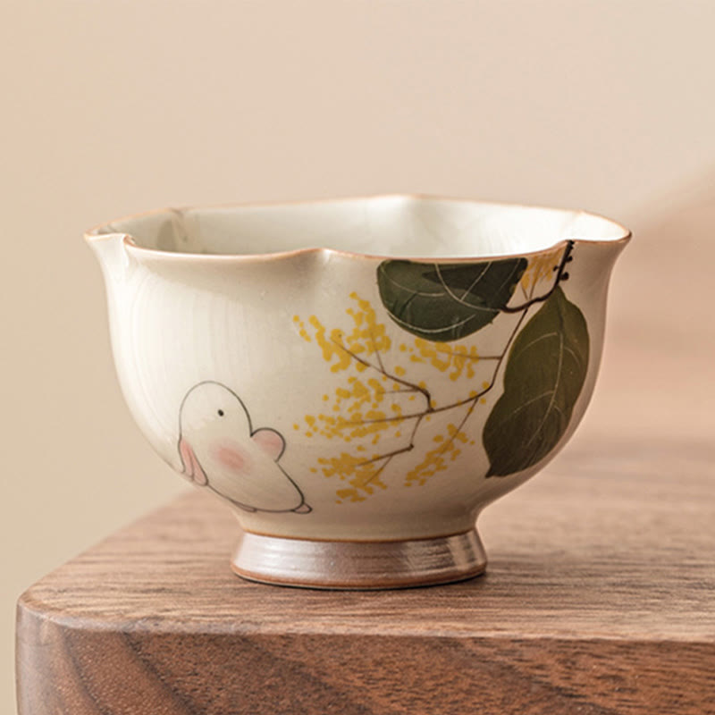 Tasse à thé en céramique Osmanthus Rabbit de 40 ml pour le rituel du thé Kung Fu
