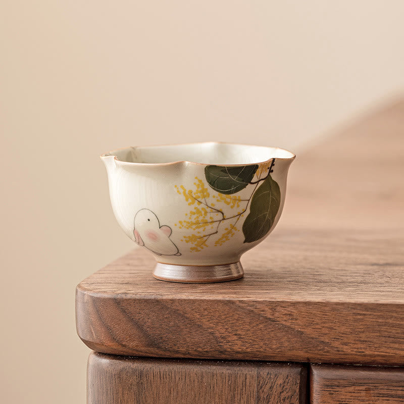 Tasse à thé en céramique Osmanthus Rabbit de 40 ml pour le rituel du thé Kung Fu