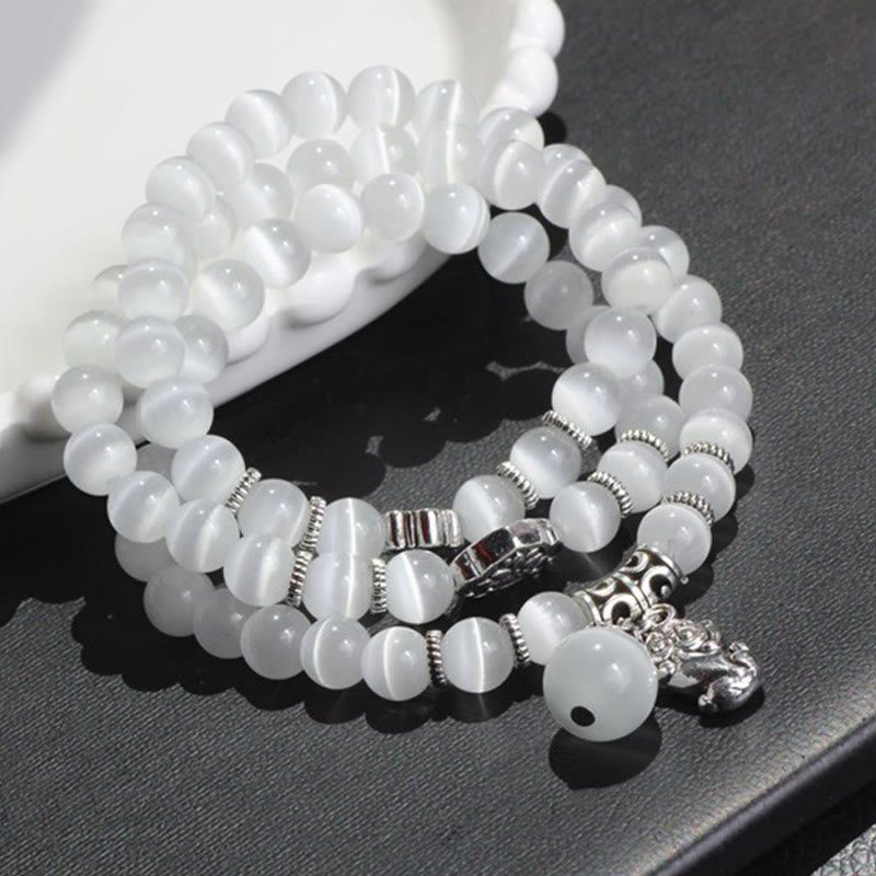 8mm Chrysoberyl Cat Eye PiXiu Triple Wrap Support Bracelet