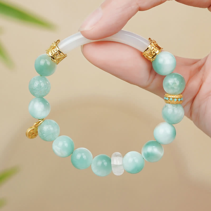 Bracelet de confiance spirituel en cuivre Larimar de 10 mm