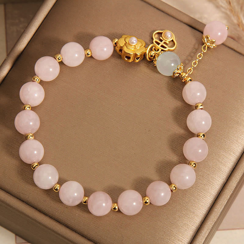 Bracelet porte-bonheur en cristal rose 14-17 cm