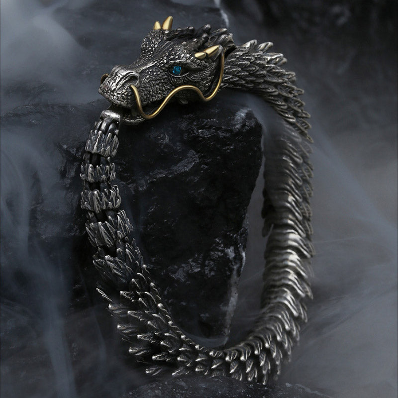 Bracelet chaîne porte-bonheur et protection fait main avec dragon nordique