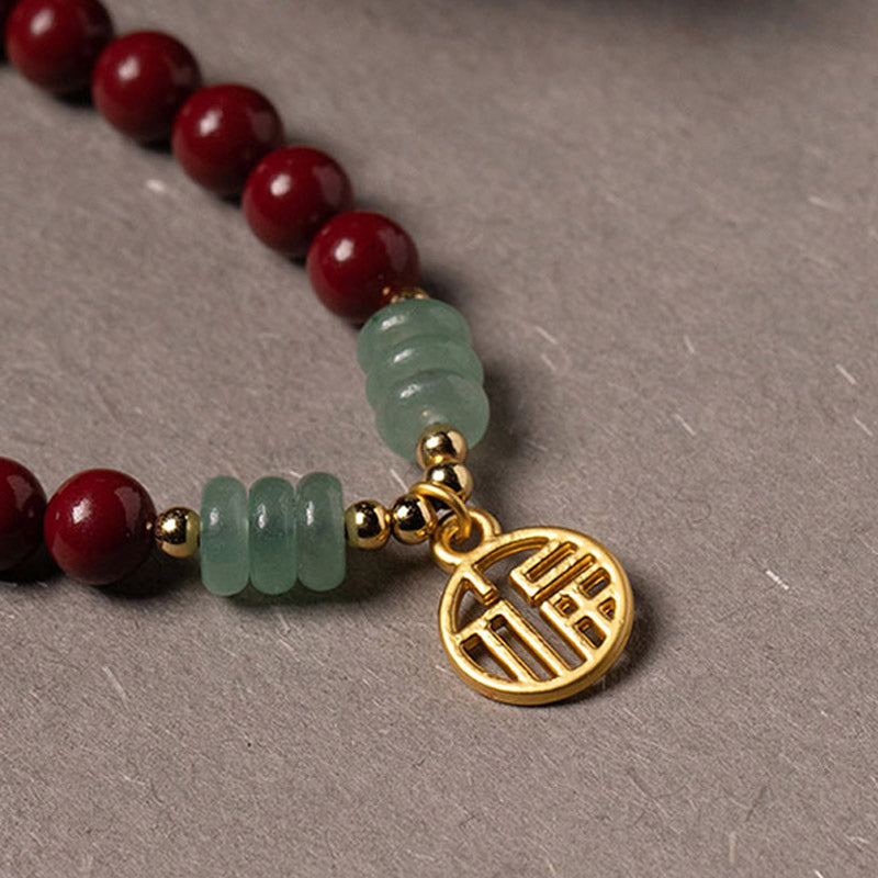 Bracelet porte-bonheur en aventurine verte cinabre de 6 mm