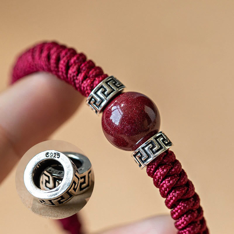Men's Cinnabar Bracelet 12mm Beads | Sterling Silver Calm