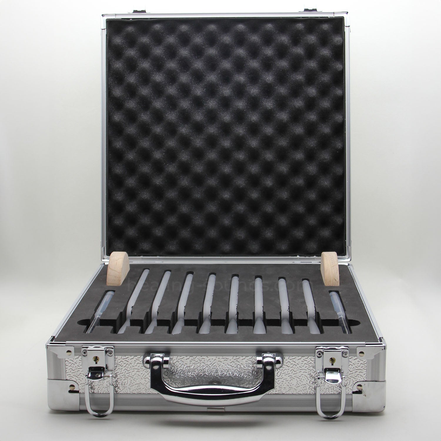 Jeu de diapasons en cristal givré 432 Hz avec étui - 8 pièces - 10 mm/20 mm