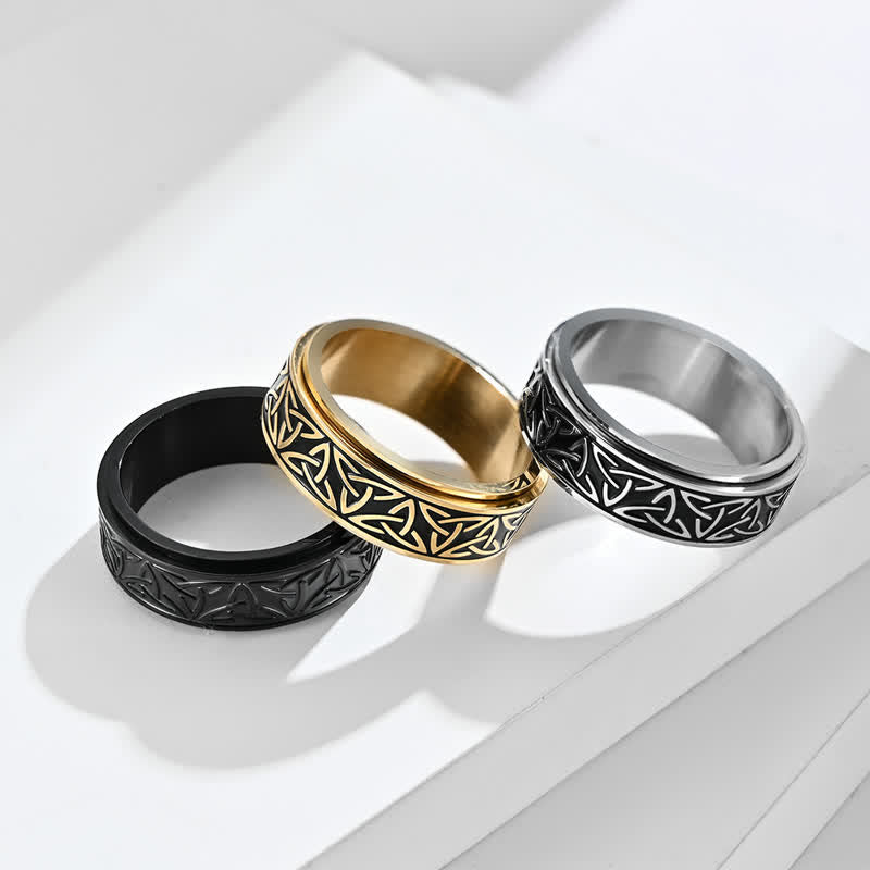 8mm Titanium Steel Triquetra Spiritual Ring for Balance