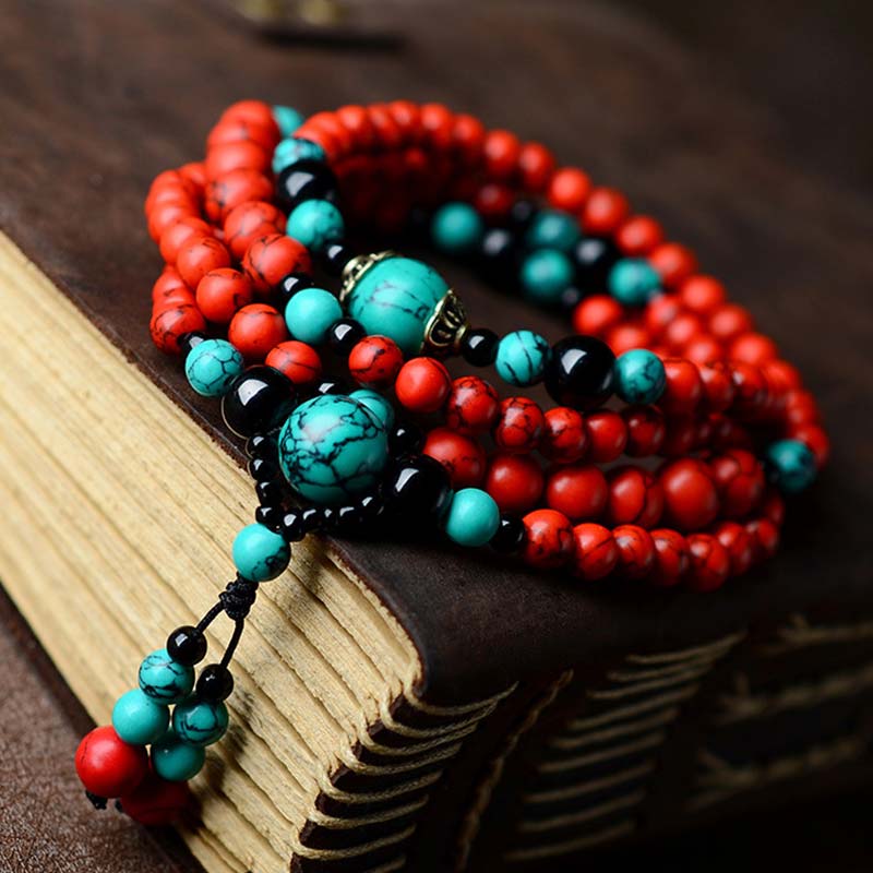 Bracelet de protection unisexe turquoise, onyx noir, turquoise rouge