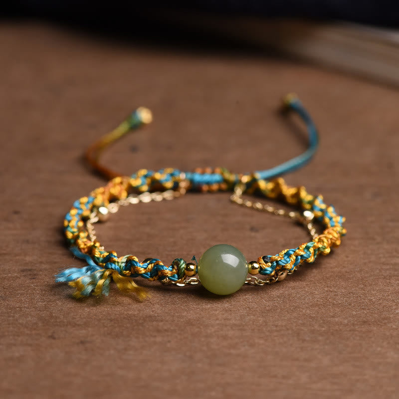 Bracelet double couche en jade fait main | Chance et abondance
