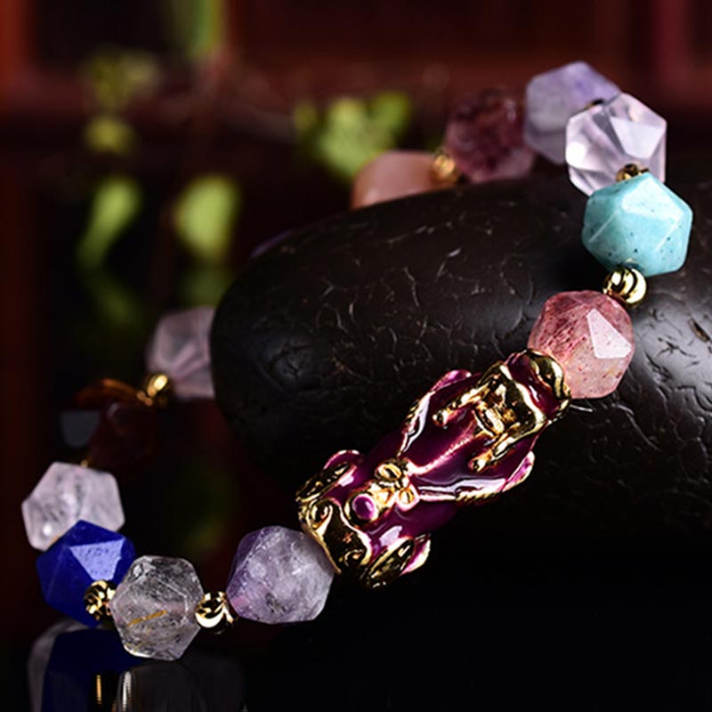 Bracelet Feng Shui Pi Xiu Pixiu en améthyste de 10 mm pour la chance