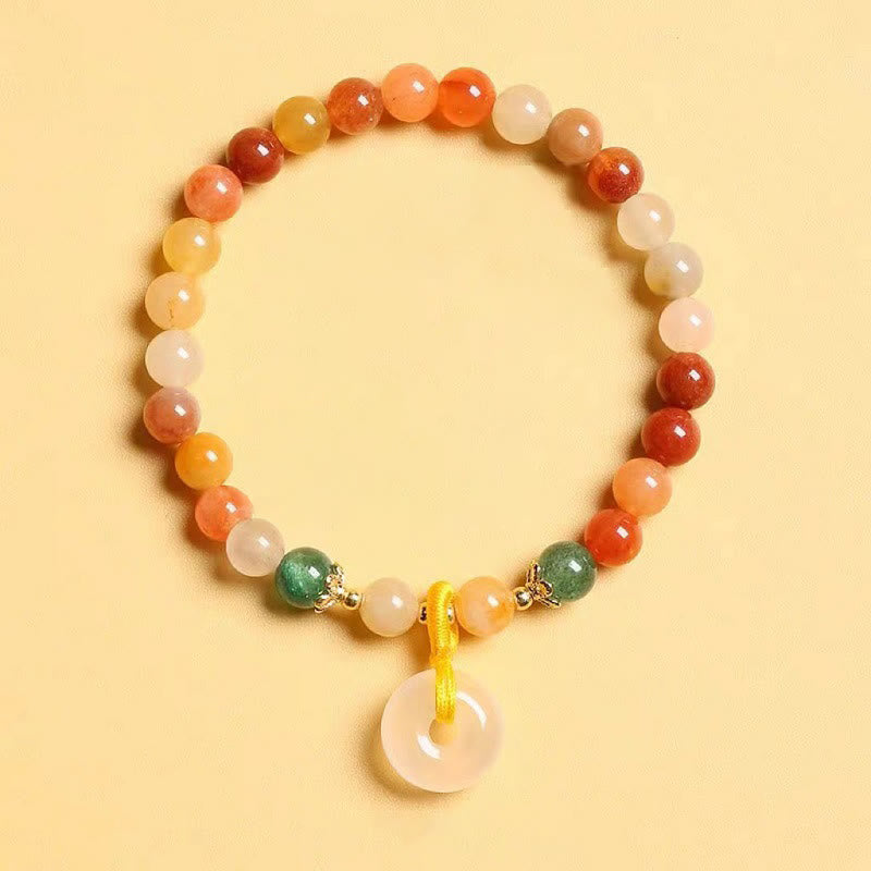 Bracelet unisexe en jade et soie dorée, boucle de paix, 8 mm