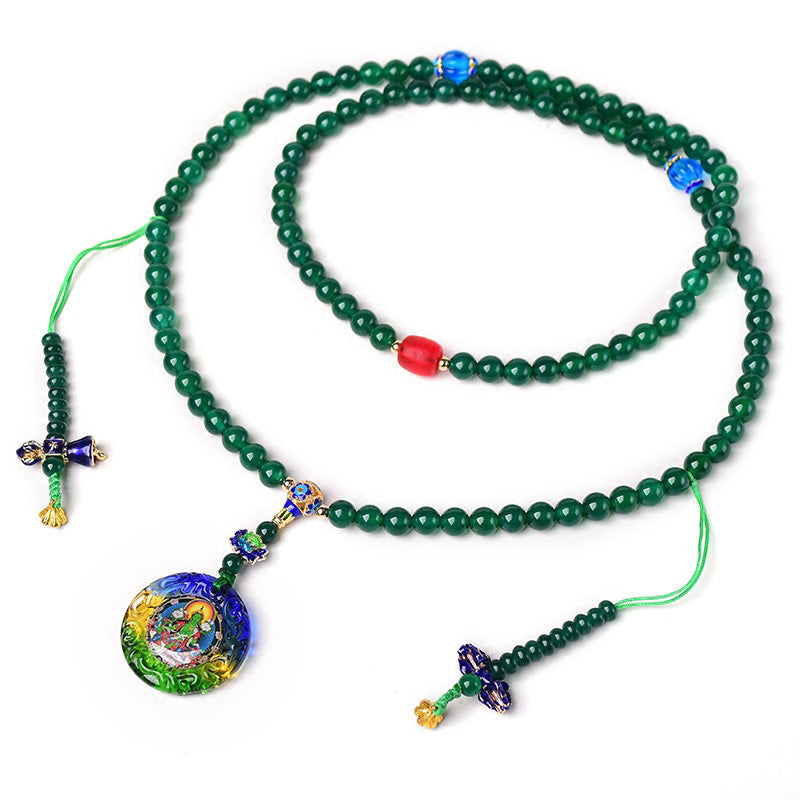 Bracelet de méditation 108 perles en agate verte 8 mm