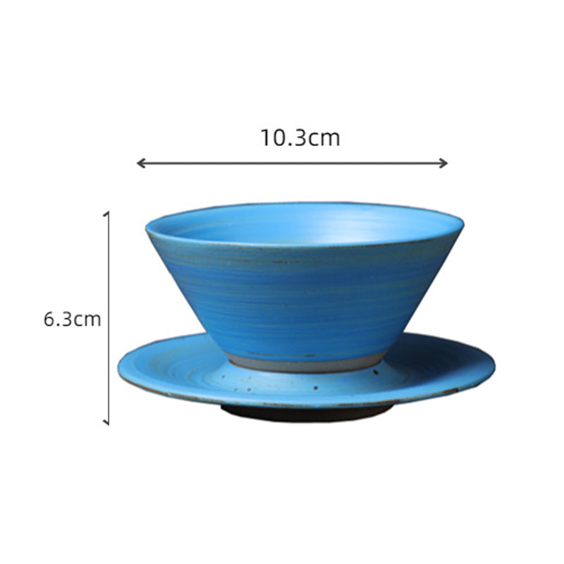 Ceramic Planet Design Coffee Mug with Saucer - Rough Pottery