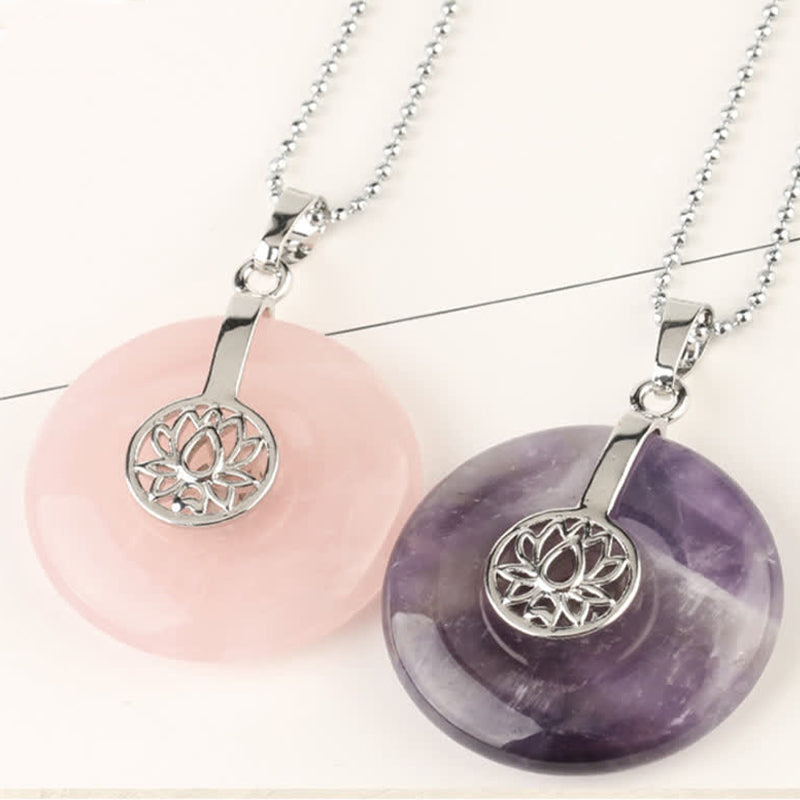 Collier de guérison en cristal d'améthyste rose lotus
