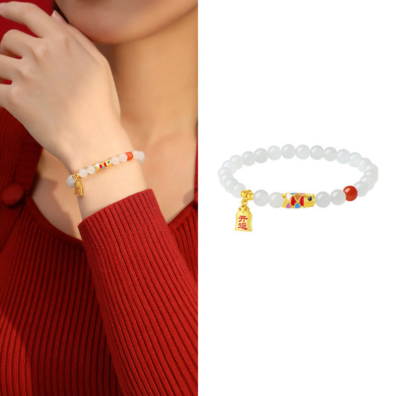 Bracelet de protection, de chance et de bonheur en jade blanc Hetian