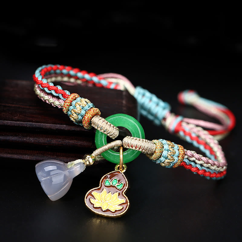 Bracelet d'harmonie en jade calcédoine lotus avec boucle de paix