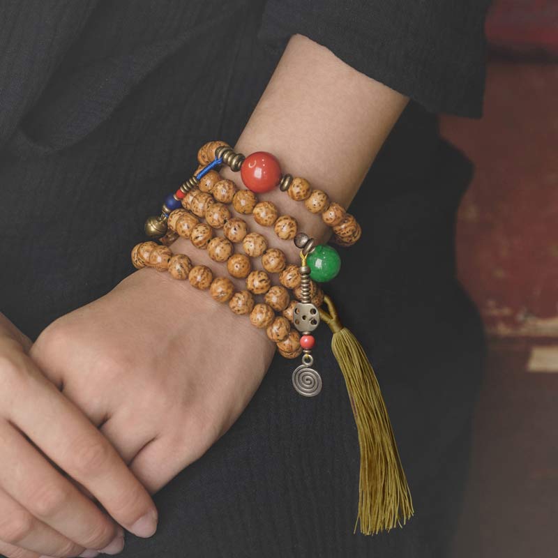 108 Bead Bodhi Seed Mala Bracelet for Wisdom & Peace