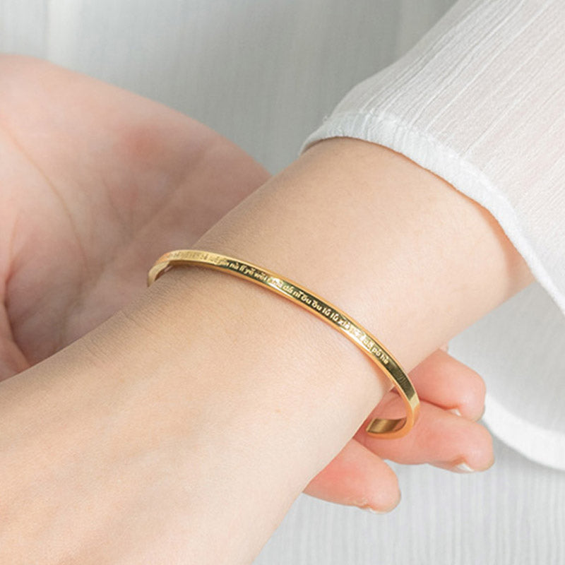 Bracelet Om Mani Padme Hum en acier titane avec six mots vrais