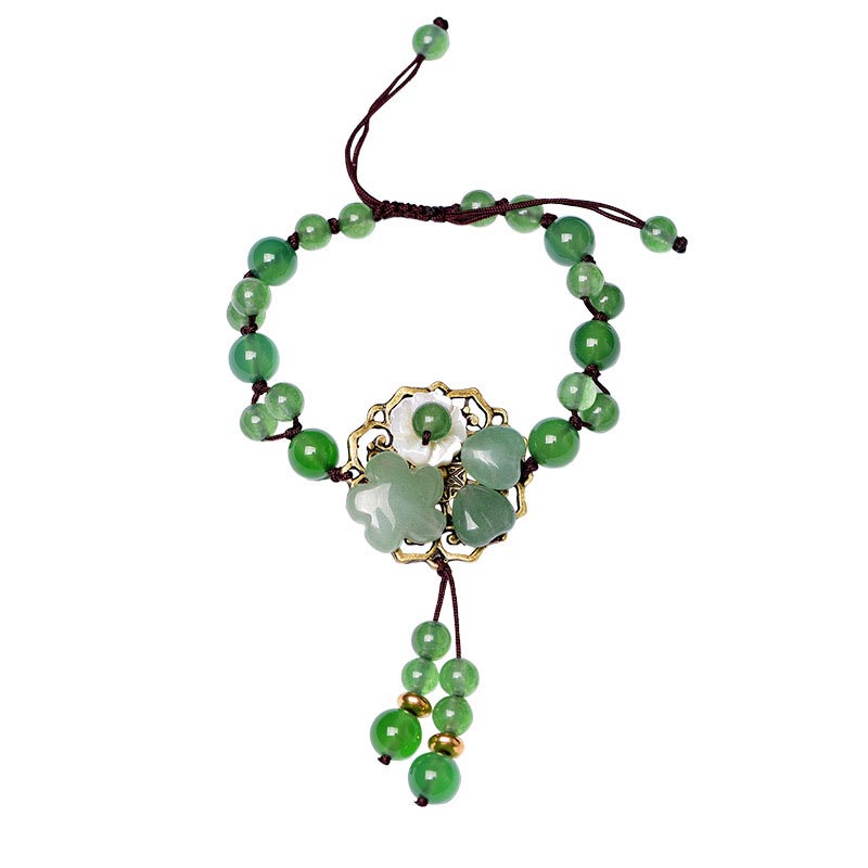 Bracelet porte-bonheur unisexe en jade vert, perles de 6 à 10 mm