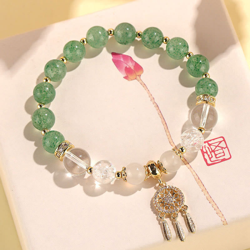 Green Strawberry Quartz Amethyst Dreamcatcher Healing Bracelet