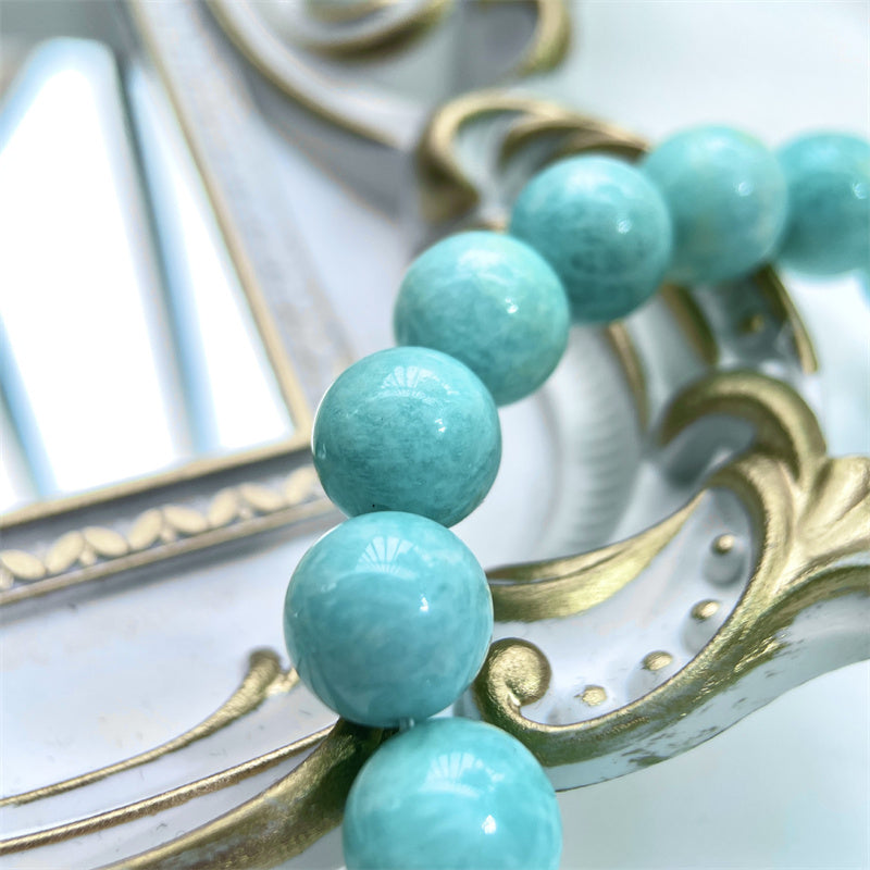 Bracelet de guérison en amazonite naturelle 9 mm pour la confiance
