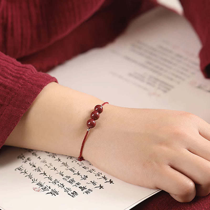 Cinnabar Bracelet and Anklet with Lucky Blessed String