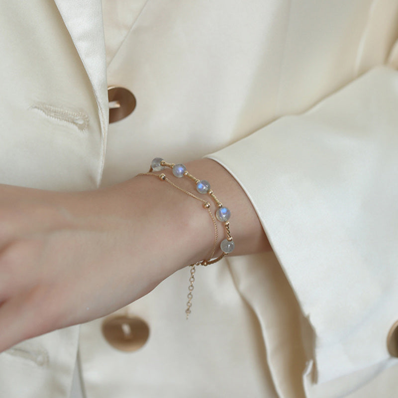 Bracelet chaîne en or 18 carats avec pierre de lune Love & Calm