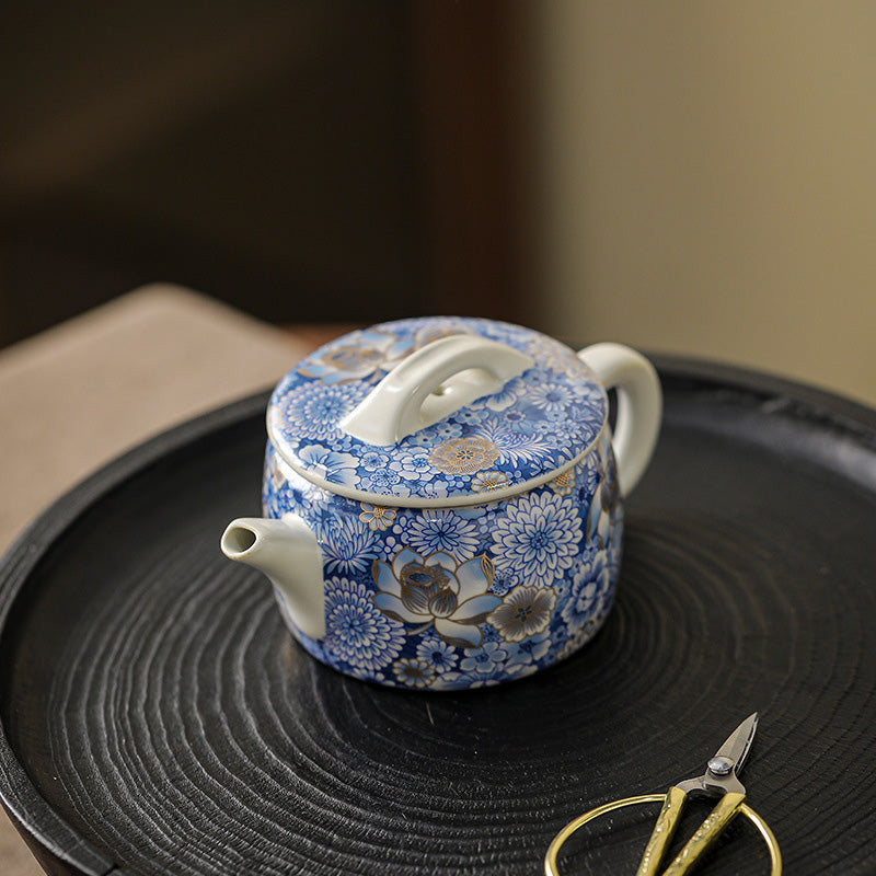 Ceramic Lotus Chrysanthemum Tea Cup Set with Teapot 140ml