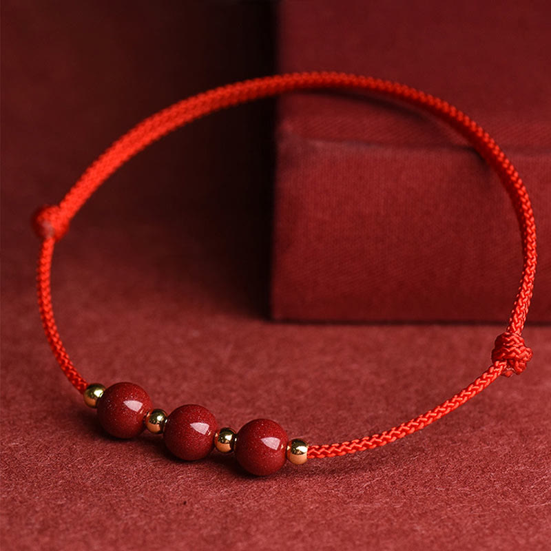 Bracelet et bracelet de cheville en cinabre avec cordon porte-bonheur