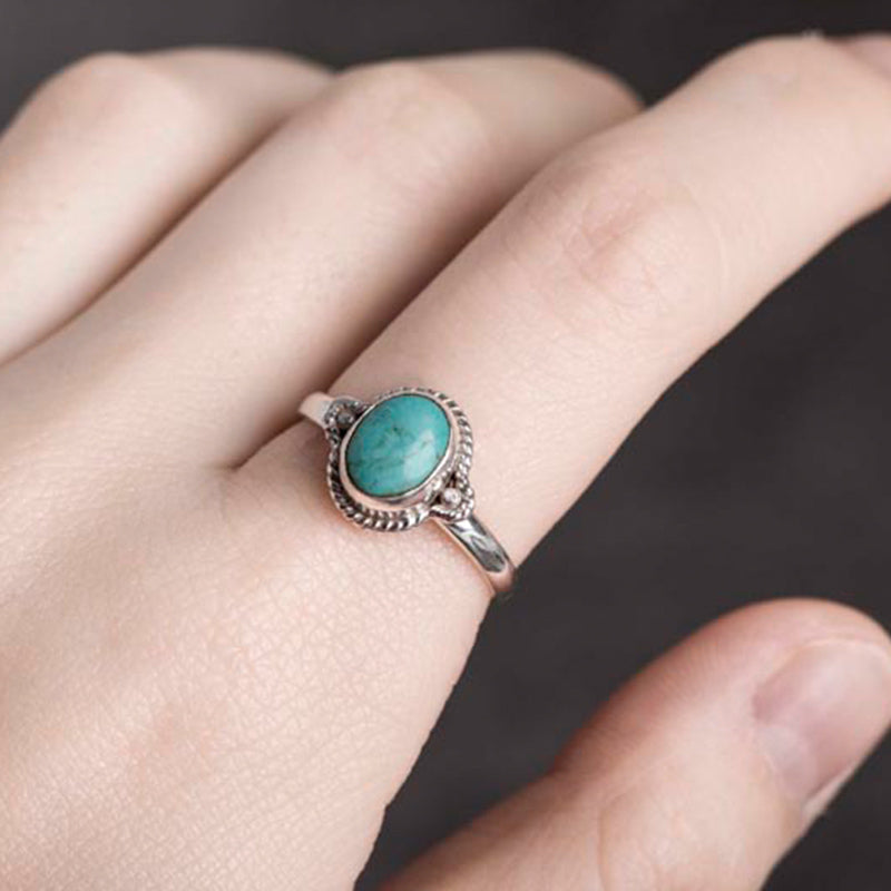 Bague turquoise ajustable en argent sterling 925 Sagesse