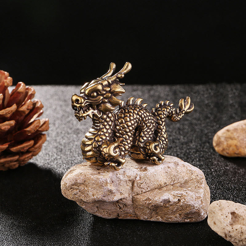Statue de dragon chinois | Petite figurine de dragon en laiton 6 cm