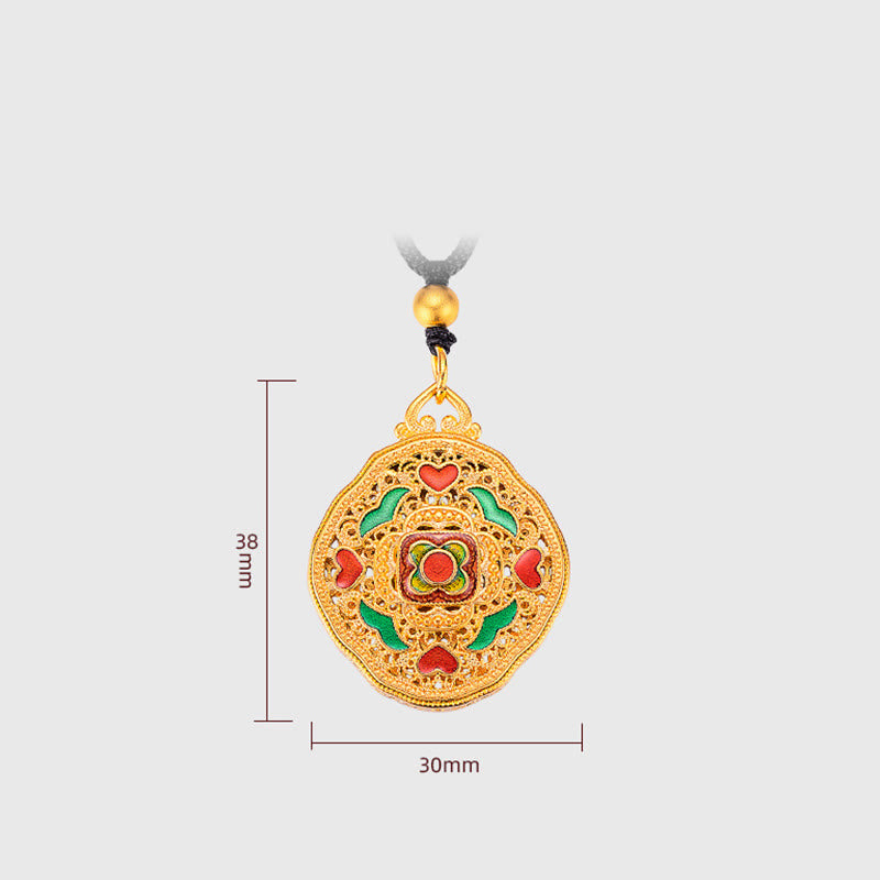 Collier pendentif spirituel en forme de cœur et de fleur en cuivre