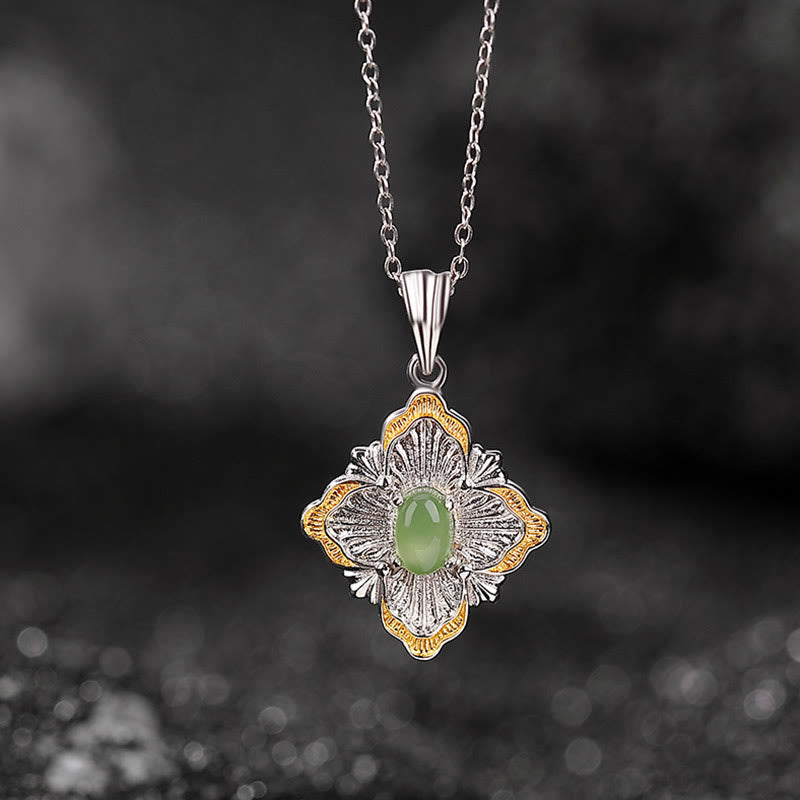 Collier en jade cyan Hetian en forme de losange pour la chance et la guérison