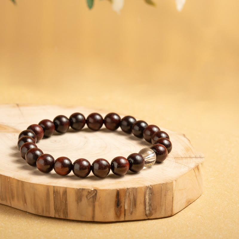 Bracelet de protection en bois de santal rouge à petites feuilles 14-16 cm