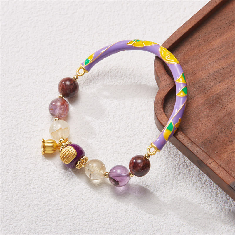 8mm Purple Phantom Jade Amethyst Bracelet for Wisdom