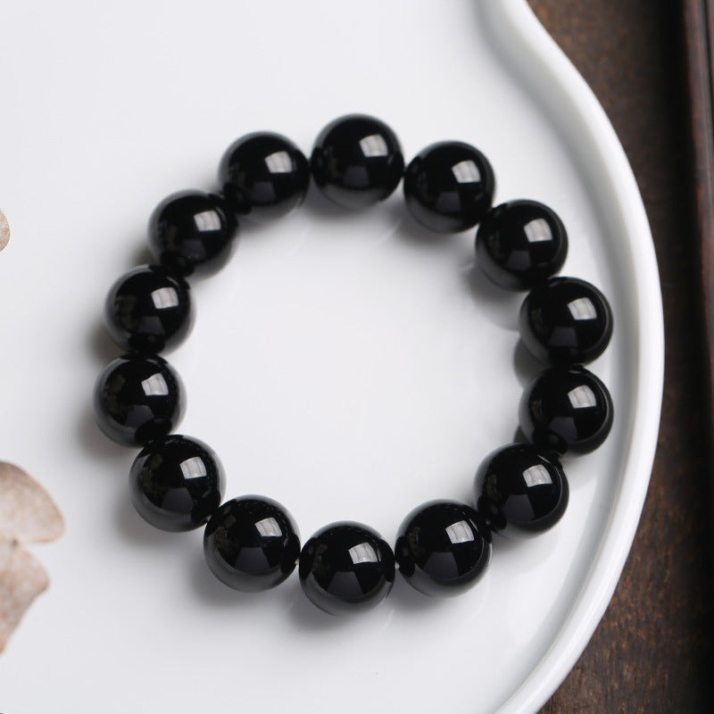 14mm Natural Black Onyx Fortune Protection Bracelet