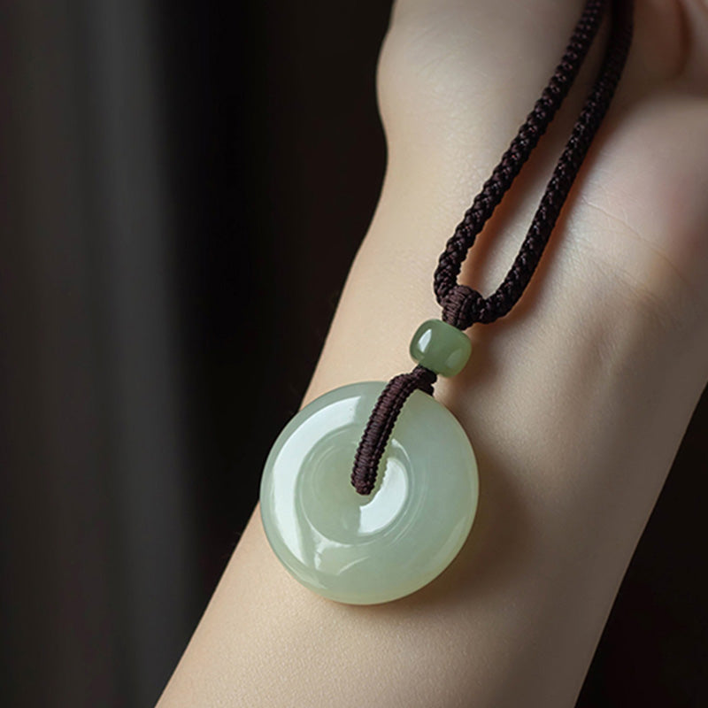 Natural Round Jade Necklace for Prosperity and Luck