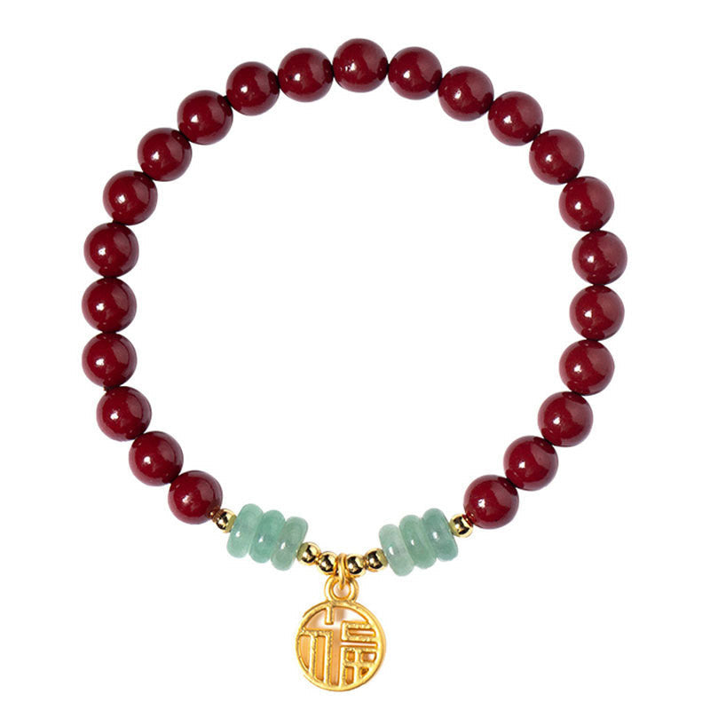 Bracelet porte-bonheur en aventurine verte cinabre de 6 mm