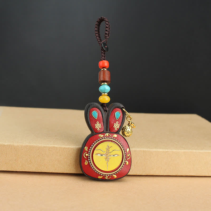 Porte-clés Thangka en ébène, cinq dieux de la richesse, bijoux spirituels