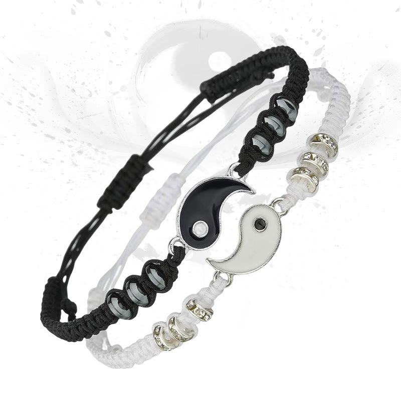 Unisex Yin Yang Hematite Couple Bracelets for Balance & Focus