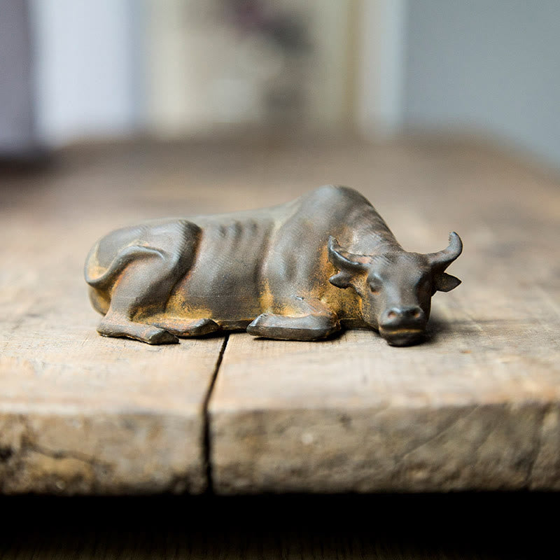 Statue de buffle d'eau de 10 cm en poudre de fer et résine | Décoration Feng Shui