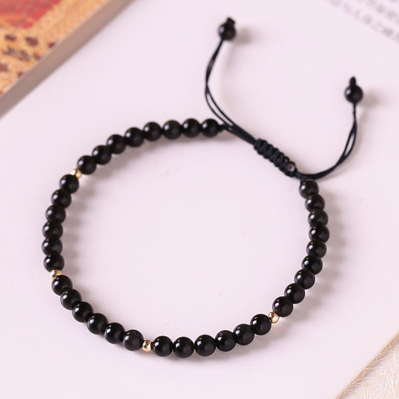 Bracelet de protection en corde d'obsidienne noire de 4 mm