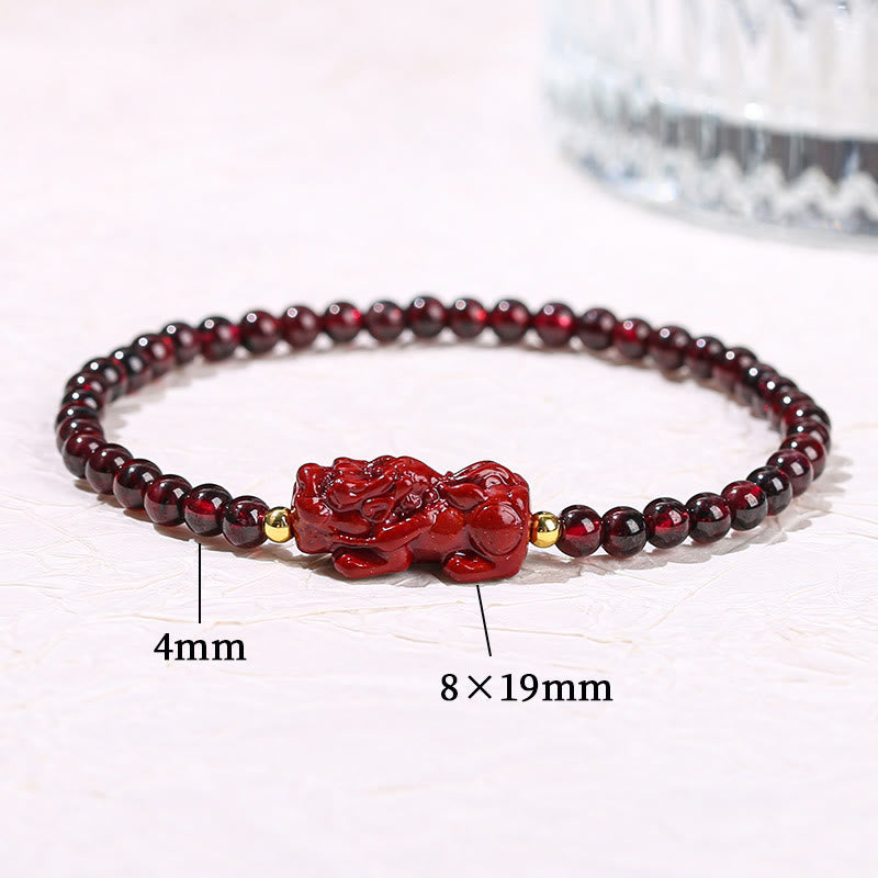 Bracelet de protection PiXiu en grenat cinabre de 4 mm