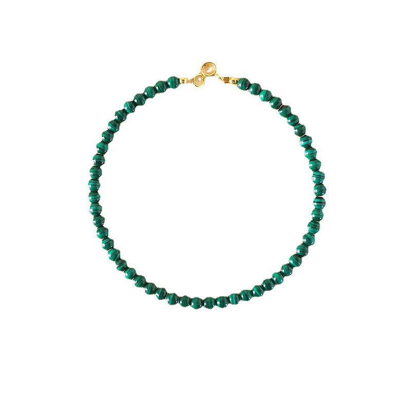 Bracelet anti-anxiété en or 14 carats et malachite de 4 mm