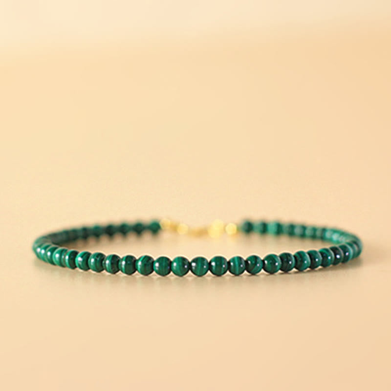 Bracelet anti-anxiété en or 14 carats et malachite de 4 mm