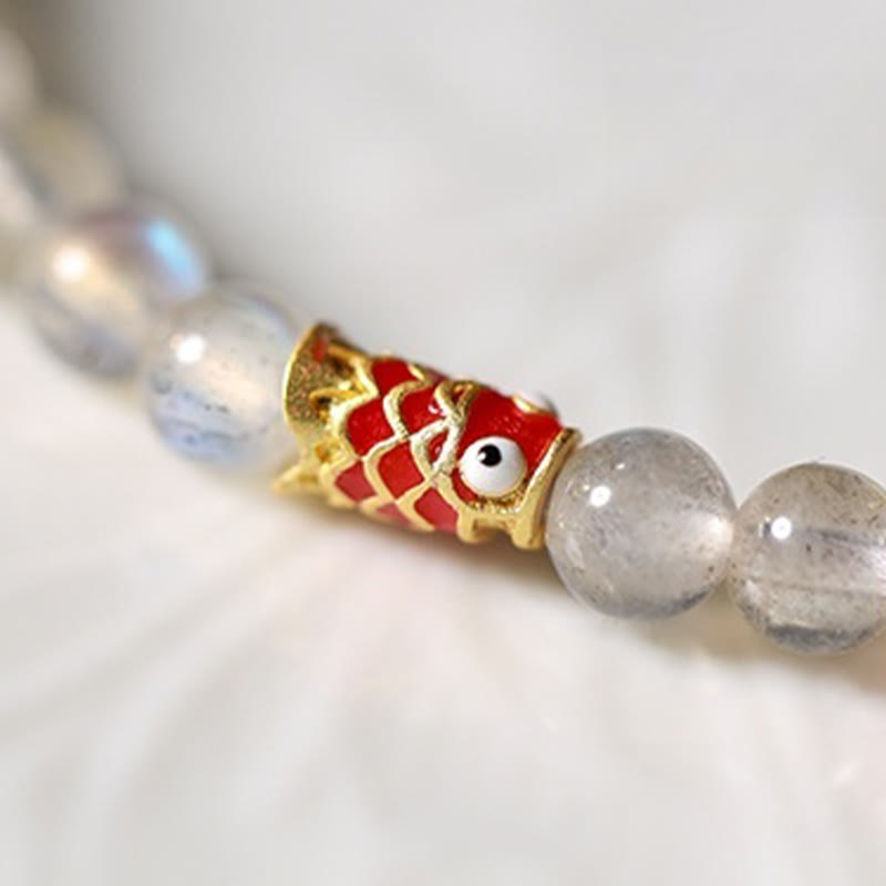 Bracelet Koi en pierre de lune de 4 mm pour le calme et la chance