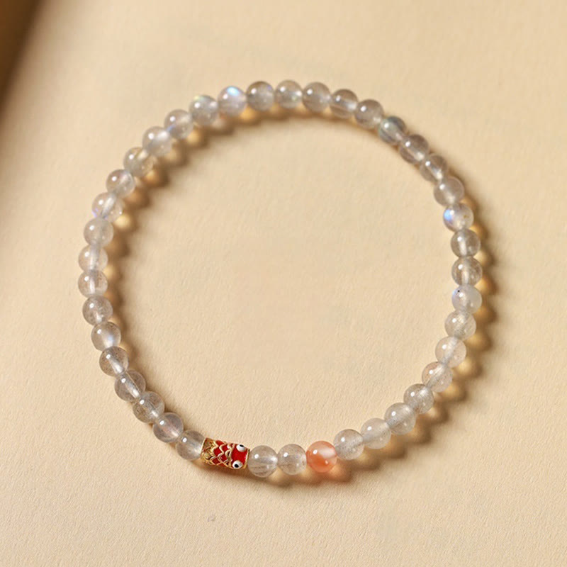 Bracelet Koi en pierre de lune de 4 mm pour le calme et la chance