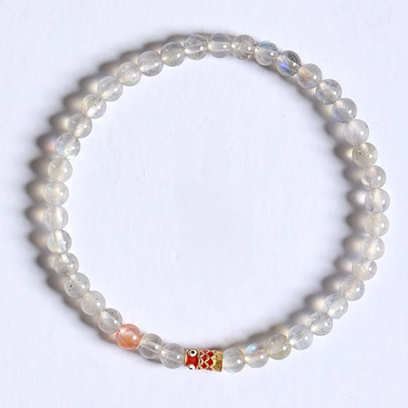 Bracelet Koi en pierre de lune de 4 mm pour le calme et la chance