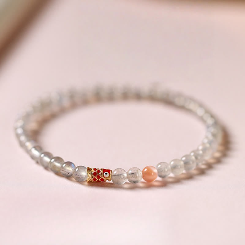 Bracelet Koi en pierre de lune de 4 mm pour le calme et la chance
