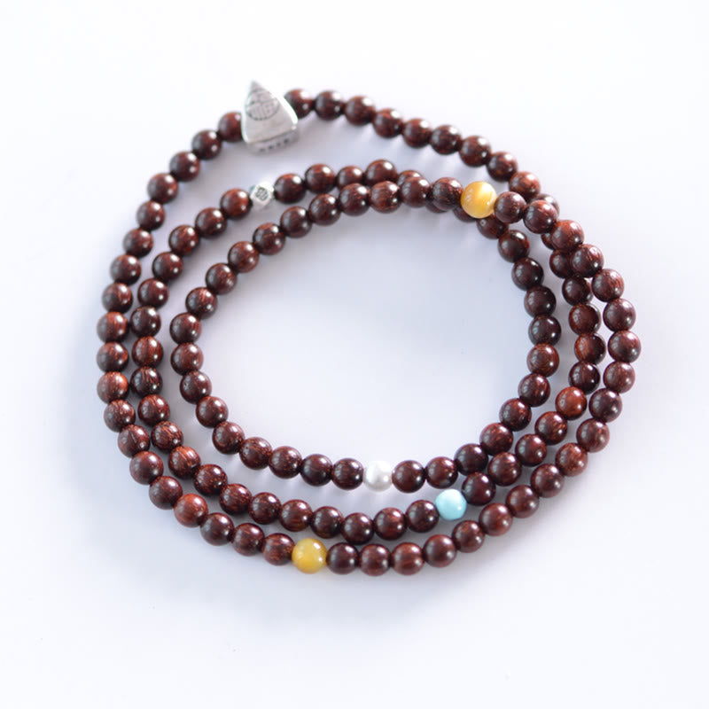 Bracelet de protection spirituelle en bois de santal rouge à petites feuilles de 4 mm