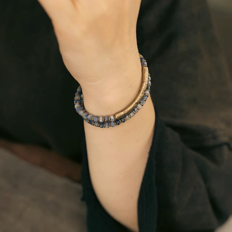Bracelet Harmonie Sagesse en Jaspe Photo Sodalite 4 mm